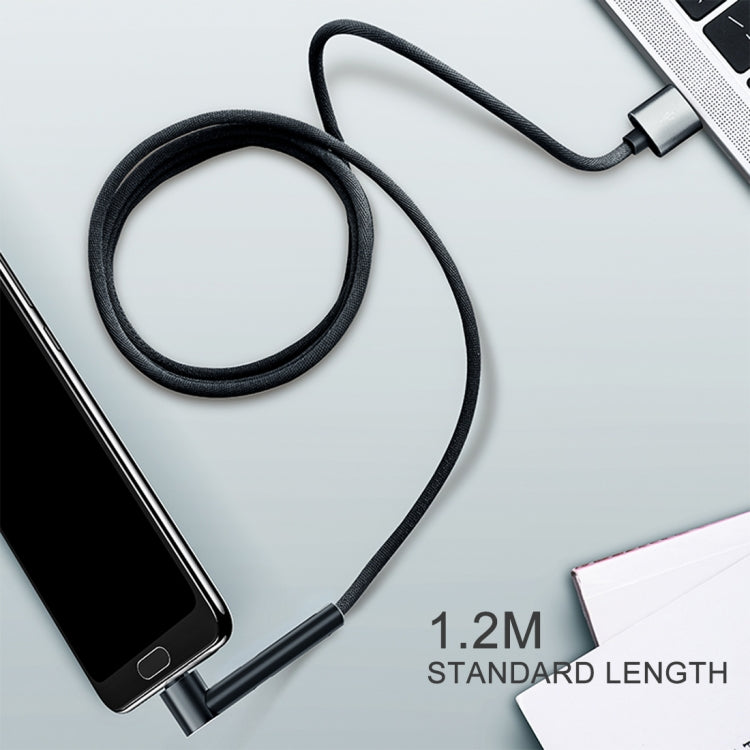 ROCK 1.2m USB to Type-C Metal Weave Style Fast Charging & Sync Bracket Data Cable, For Galaxy, Huawei, Xiaomi, LG, HTC and Other Smart Phones(Black)