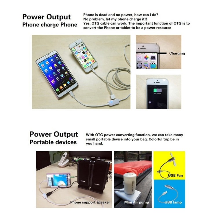 F119 Y Style OTG Function Micro USB Male & USB Female to USB Male Data Charging Cable, For Smartphones / U Disk / Printer / Gamepad / Camera / Mouse / Keyboard