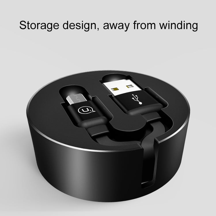 US-SJ163 1m Roll up Retractable Flat Cord Organizer USB to Micro USB Fast Charging Data Cable, For Galaxy, HTC, Google, LG, Sony, Huawei, Xiaomi, Lenovo and Other Smartphones