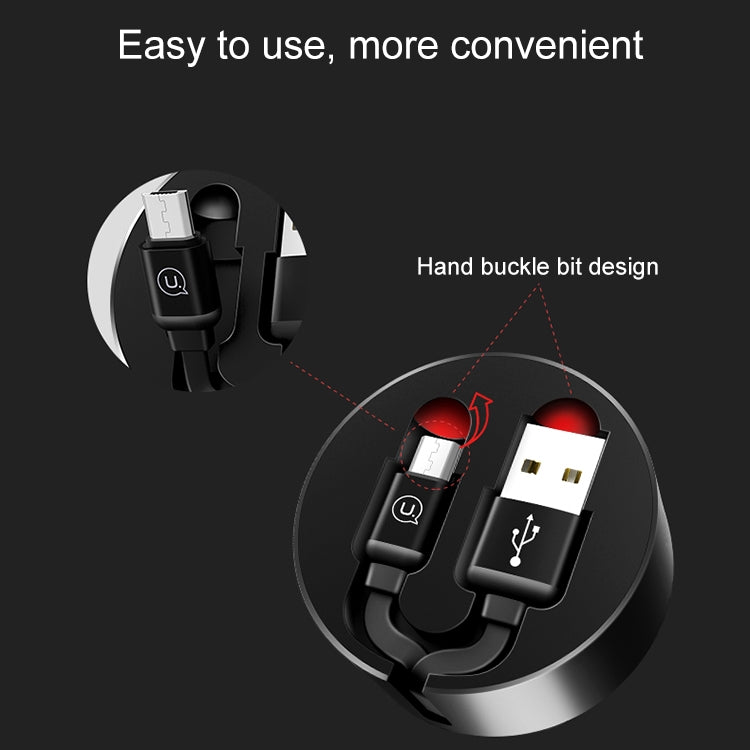 US-SJ163 1m Roll up Retractable Flat Cord Organizer USB to Micro USB Fast Charging Data Cable, For Galaxy, HTC, Google, LG, Sony, Huawei, Xiaomi, Lenovo and Other Smartphones