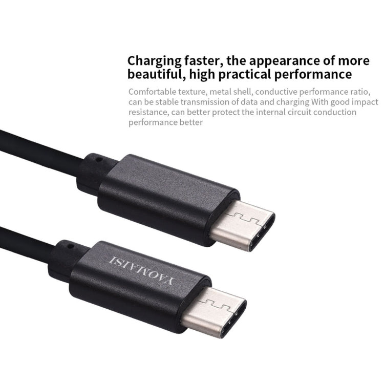 YAOMAISI 1m 3A Output Aluminium Alloy Type-C to Type-C Data Transfers Charging Data Cable, For Galaxy, Huawei, Xiaomi, LG, HTC and Other Smart Phones, Rechargeable Devices(Black)