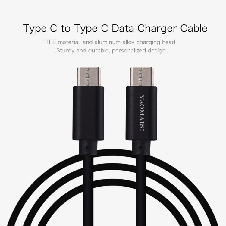 YAOMAISI 1m 3A Output Aluminium Alloy Type-C to Type-C Data Transfers Charging Data Cable, For Galaxy, Huawei, Xiaomi, LG, HTC and Other Smart Phones, Rechargeable Devices(Black)