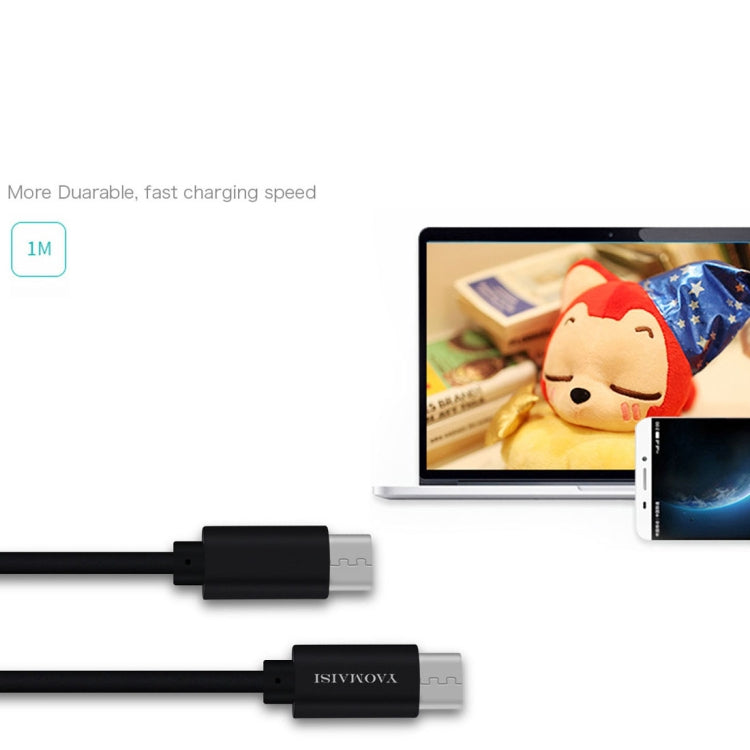 YAOMAISI 1m 3A Output Aluminium Alloy Type-C to Type-C Data Transfers Charging Data Cable, For Galaxy, Huawei, Xiaomi, LG, HTC and Other Smart Phones, Rechargeable Devices(Black)