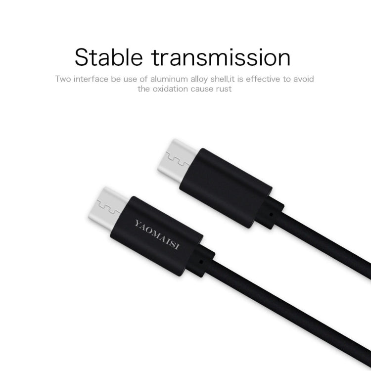 YAOMAISI 1m 3A Output Aluminium Alloy Type-C to Type-C Data Transfers Charging Data Cable, For Galaxy, Huawei, Xiaomi, LG, HTC and Other Smart Phones, Rechargeable Devices(Black)