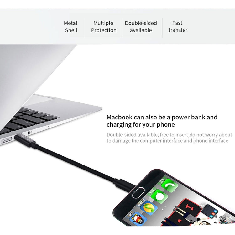 YAOMAISI 1m 3A Output Aluminium Alloy Type-C to Type-C Data Transfers Charging Data Cable, For Galaxy, Huawei, Xiaomi, LG, HTC and Other Smart Phones, Rechargeable Devices(Black)