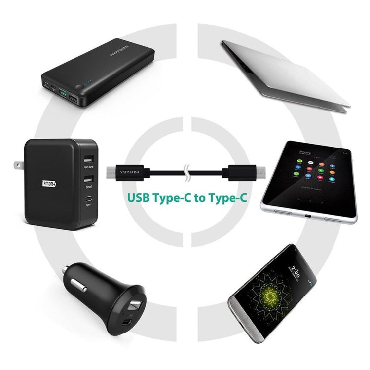 YAOMAISI 1m 3A Output Aluminium Alloy Type-C to Type-C Data Transfers Charging Data Cable, For Galaxy, Huawei, Xiaomi, LG, HTC and Other Smart Phones, Rechargeable Devices(Black)