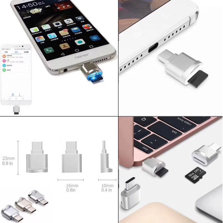 TF Card to USB-C / Type-C Male Aluminum Alloy OTG Adapter with Keychain