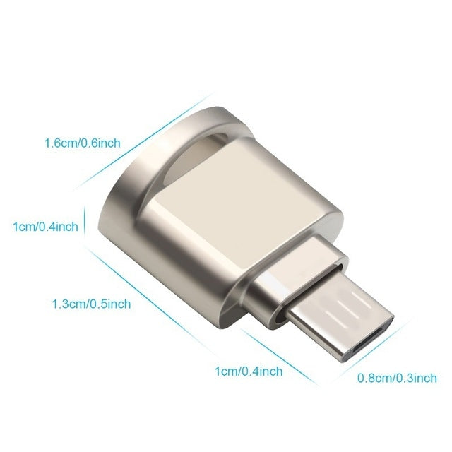 TF Card to USB-C / Type-C Male Aluminum Alloy OTG Adapter with Keychain