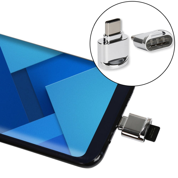 TF Card to USB-C / Type-C Male Aluminum Alloy OTG Adapter with Keychain