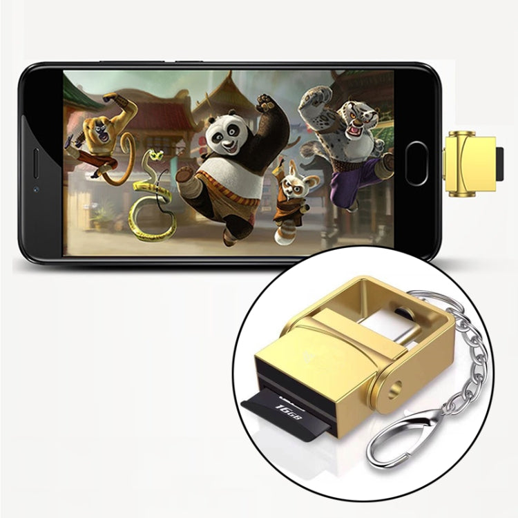 TF Card to USB-C / Type-C Zinc Alloy OTG Adapter with Keychain, For Galaxy S8 & S8 + / LG G6 / Huawei P10 & P10 Plus / Xiaomi Mi 6 & Max 2 and other Smartphones