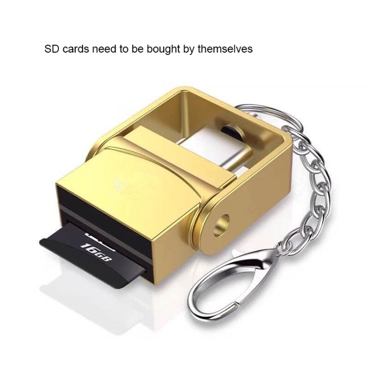 TF Card to USB-C / Type-C Zinc Alloy OTG Adapter with Keychain, For Galaxy S8 & S8 + / LG G6 / Huawei P10 & P10 Plus / Xiaomi Mi 6 & Max 2 and other Smartphones