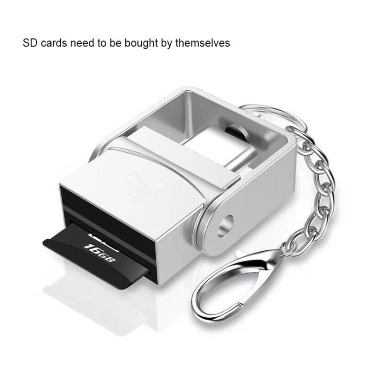 TF Card to USB-C / Type-C Zinc Alloy OTG Adapter with Keychain, For Galaxy S8 & S8 + / LG G6 / Huawei P10 & P10 Plus / Xiaomi Mi 6 & Max 2 and other Smartphones
