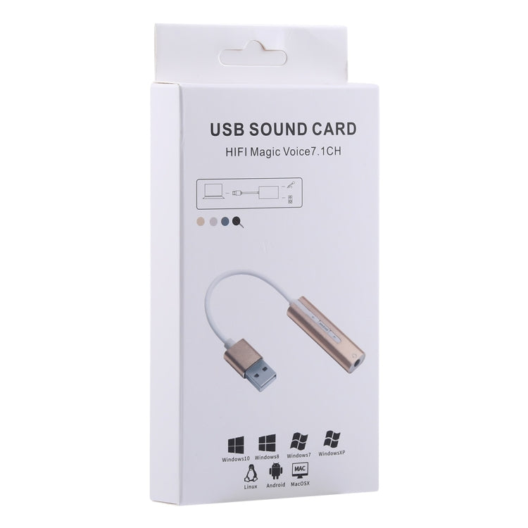 Aluminum Shell 3.5mm Jack External USB Sound Card HIFI Magic Voice 7.1 Channel Adapter Free Drive for Computer, Desktop, Speakers, Headset