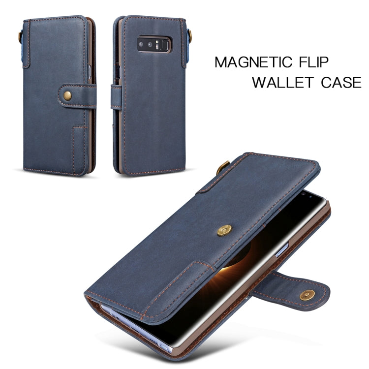 For Galaxy Note 8 Retro Cowhide Texture Horizontal Flip Case with Card Slots & Wallet & Holder & Hand Strap