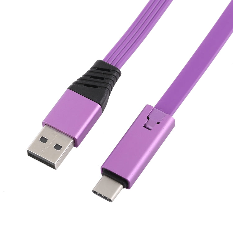Noddle Style Detachable Metal Head USB to USB-C / Type-C(Purple)
