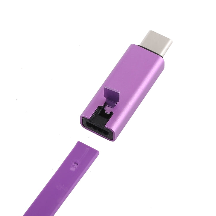Noddle Style Detachable Metal Head USB to USB-C / Type-C(Purple)