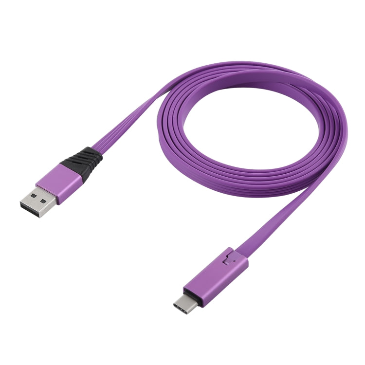 Noddle Style Detachable Metal Head USB to USB-C / Type-C(Purple)
