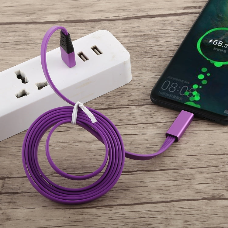 Noddle Style Detachable Metal Head USB to USB-C / Type-C(Purple)