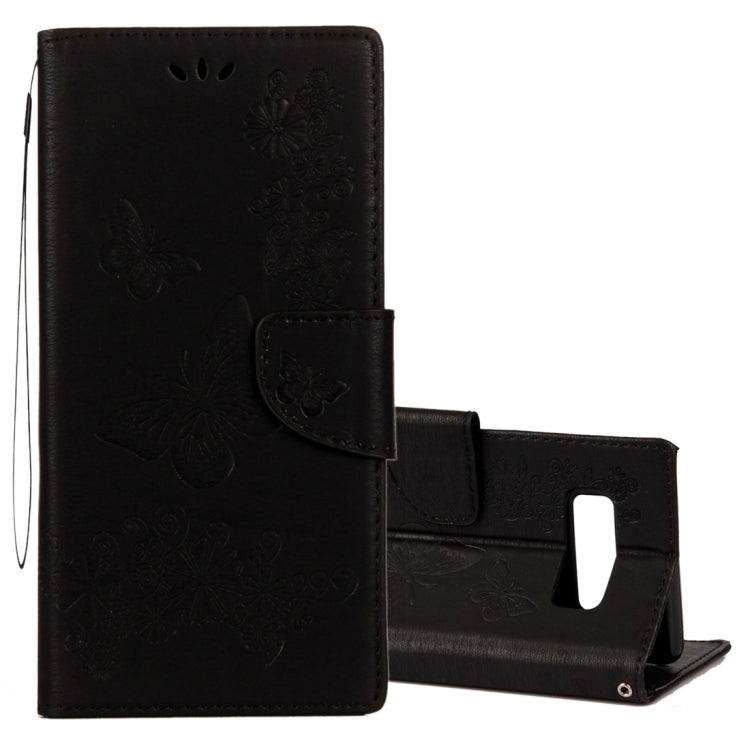 For Galaxy Note 8 Pressed Flowers Butterfly Pattern Horizontal Flip Leather Case with Holder & Card Slots & Wallet & Lanyard