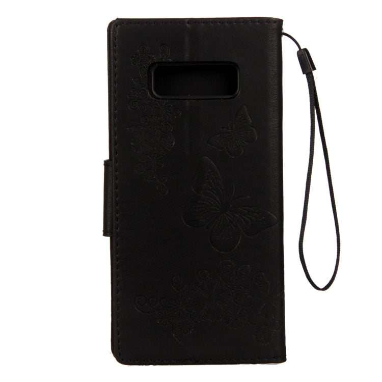 For Galaxy Note 8 Pressed Flowers Butterfly Pattern Horizontal Flip Leather Case with Holder & Card Slots & Wallet & Lanyard