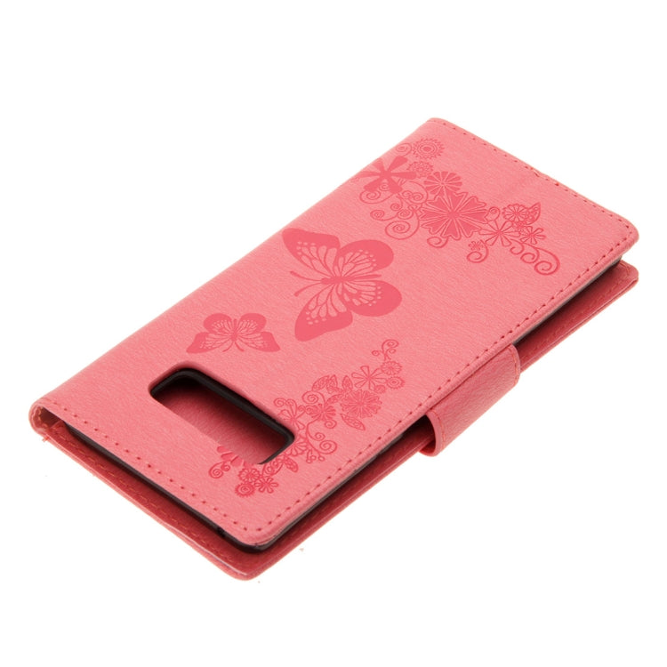 For Galaxy Note 8 Pressed Flowers Butterfly Pattern Horizontal Flip Leather Case with Holder & Card Slots & Wallet & Lanyard