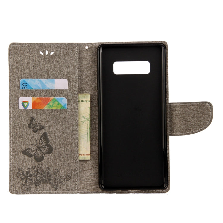 For Galaxy Note 8 Pressed Flowers Butterfly Pattern Horizontal Flip Leather Case with Holder & Card Slots & Wallet & Lanyard