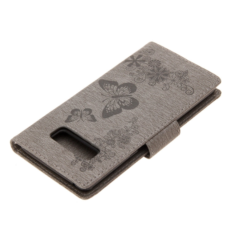 For Galaxy Note 8 Pressed Flowers Butterfly Pattern Horizontal Flip Leather Case with Holder & Card Slots & Wallet & Lanyard