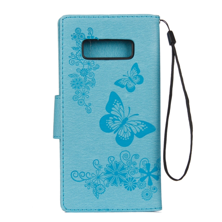For Galaxy Note 8 Pressed Flowers Butterfly Pattern Horizontal Flip Leather Case with Holder & Card Slots & Wallet & Lanyard