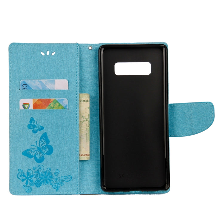 For Galaxy Note 8 Pressed Flowers Butterfly Pattern Horizontal Flip Leather Case with Holder & Card Slots & Wallet & Lanyard