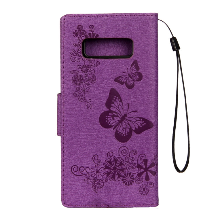For Galaxy Note 8 Pressed Flowers Butterfly Pattern Horizontal Flip Leather Case with Holder & Card Slots & Wallet & Lanyard