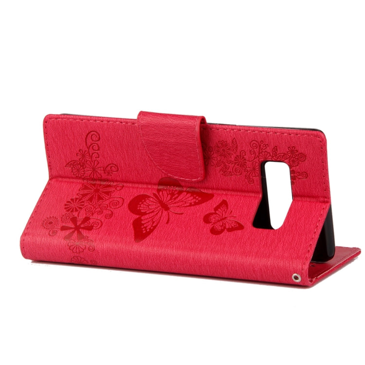 For Galaxy Note 8 Pressed Flowers Butterfly Pattern Horizontal Flip Leather Case with Holder & Card Slots & Wallet & Lanyard