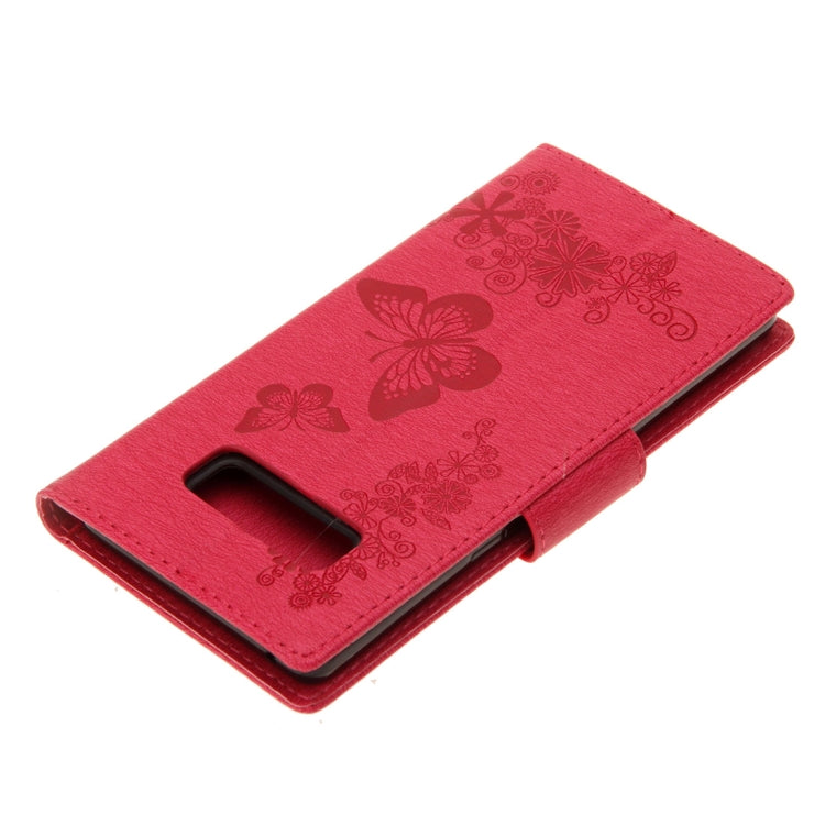 For Galaxy Note 8 Pressed Flowers Butterfly Pattern Horizontal Flip Leather Case with Holder & Card Slots & Wallet & Lanyard