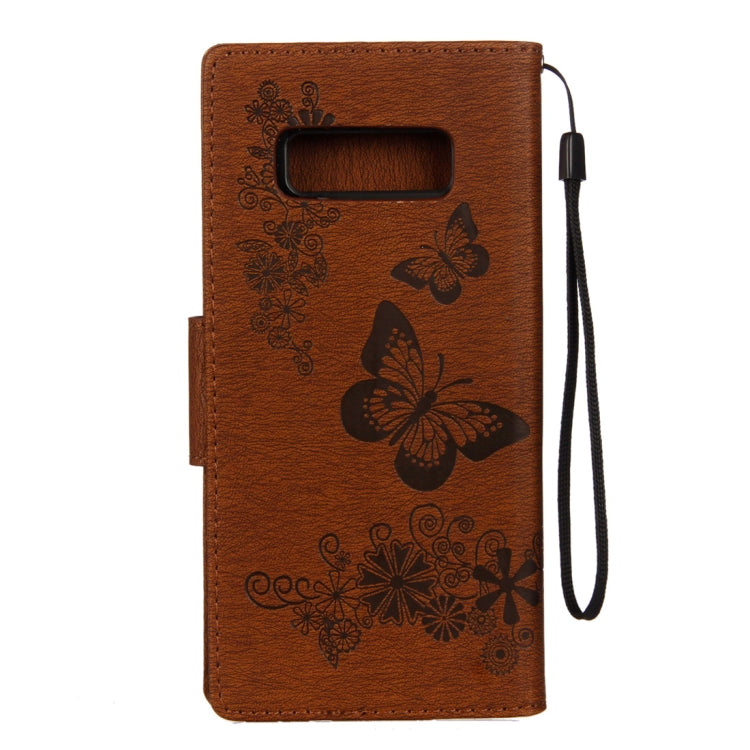 For Galaxy Note 8 Pressed Flowers Butterfly Pattern Horizontal Flip Leather Case with Holder & Card Slots & Wallet & Lanyard