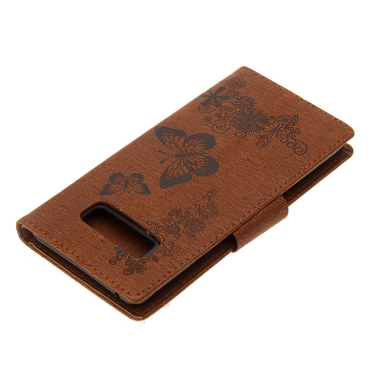 For Galaxy Note 8 Pressed Flowers Butterfly Pattern Horizontal Flip Leather Case with Holder & Card Slots & Wallet & Lanyard