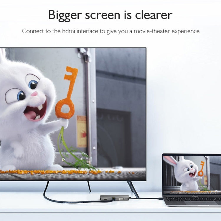 Basix T9 9 in 1 USB-C / Type-C to USB3.0x3 Type-Cx1 HUB Adapter with HDMI Output, SD Card Reader,Micro SD, RJ45, VGA for Type-C Channel Computers and Phones(Grey)