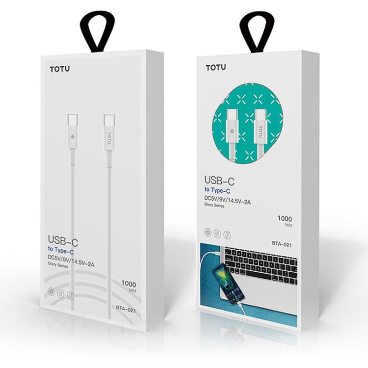 TOTUDESIGN Glory Series BTA-021 2 in 1 USB-C to USB-C / Type-C Charging + Transmission Data Cable, Length: 1m