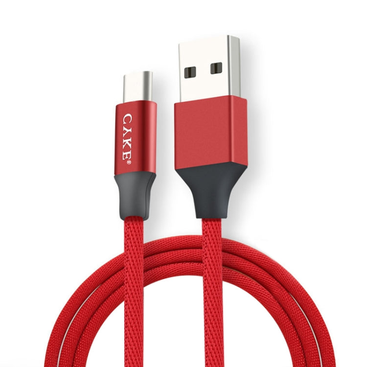 CYKE 2 in 1 2.4A USB-C / Type-C Charging + Transmission Cotton Braided Data Cable, Length: 1m (Red)