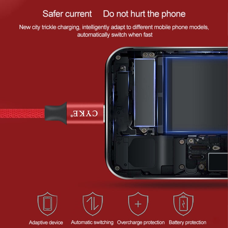 CYKE 2 in 1 2.4A USB-C / Type-C Charging + Transmission Cotton Braided Data Cable, Length: 1m (Red)