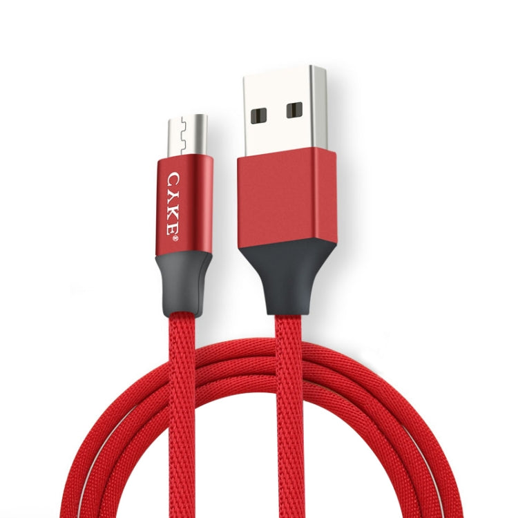 CYKE 2 in 1 2.4A Micro USB Charging + Transmission Cotton Braided Data Cable, Length: 1m(Red)
