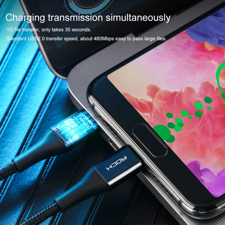 ROCK 1m USB-C / Type-C to USB Metal Weave Style Fast Charging Data Cable