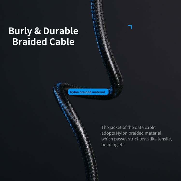 ROCK 1m USB-C / Type-C to USB Metal Weave Style Fast Charging Data Cable