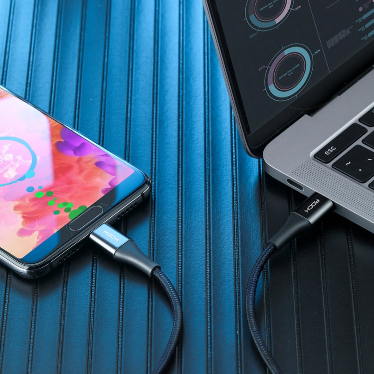 ROCK 1m USB-C / Type-C to USB Metal Weave Style Fast Charging Data Cable