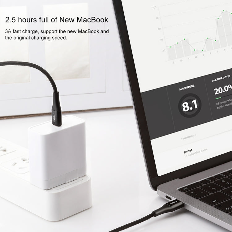 ROCK 1m USB-C / Type-C to USB Metal Weave Style Fast Charging Data Cable
