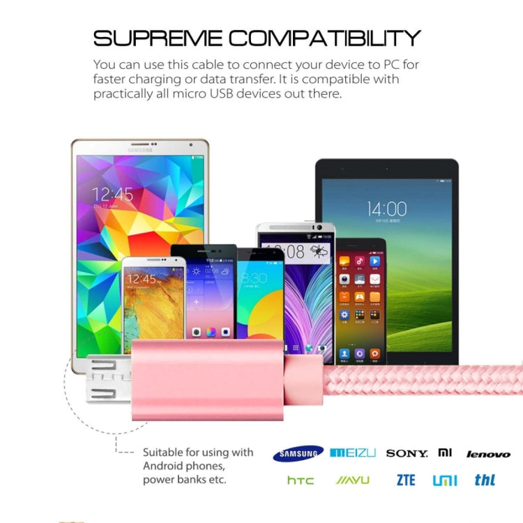 2m 3A Woven Style Metal Head Micro USB to USB Data / Charger Cable