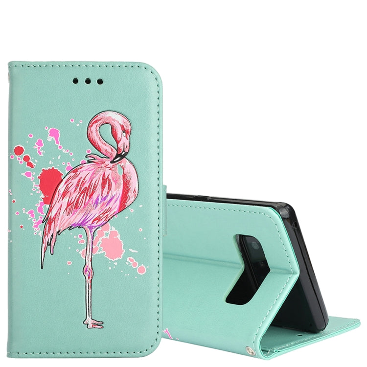 For Galaxy Note 8 Glittery Powder Flamingo Print Horizontal Flip Leather Case with Holder & Wallet & Card Slots & Photo Frame