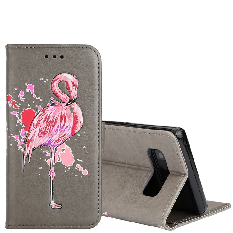 For Galaxy Note 8 Glittery Powder Flamingo Print Horizontal Flip Leather Case with Holder & Wallet & Card Slots & Photo Frame