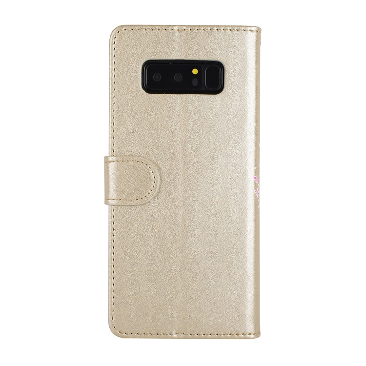 For Galaxy Note 8 Glittery Powder Flamingo Print Horizontal Flip Leather Case with Holder & Wallet & Card Slots & Photo Frame