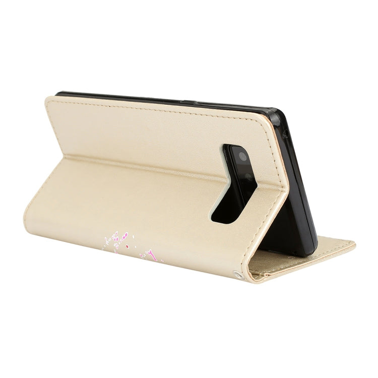 For Galaxy Note 8 Glittery Powder Flamingo Print Horizontal Flip Leather Case with Holder & Wallet & Card Slots & Photo Frame