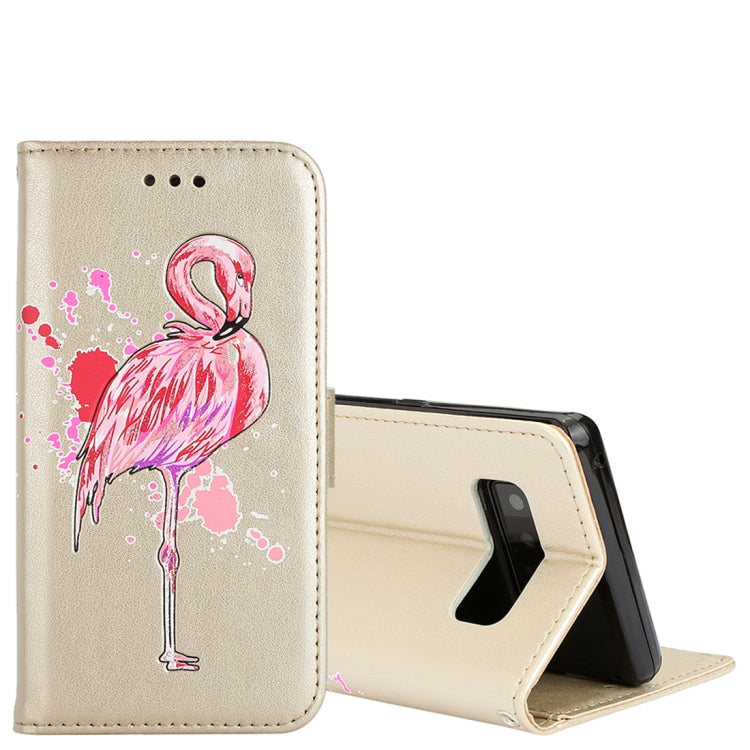 For Galaxy Note 8 Glittery Powder Flamingo Print Horizontal Flip Leather Case with Holder & Wallet & Card Slots & Photo Frame