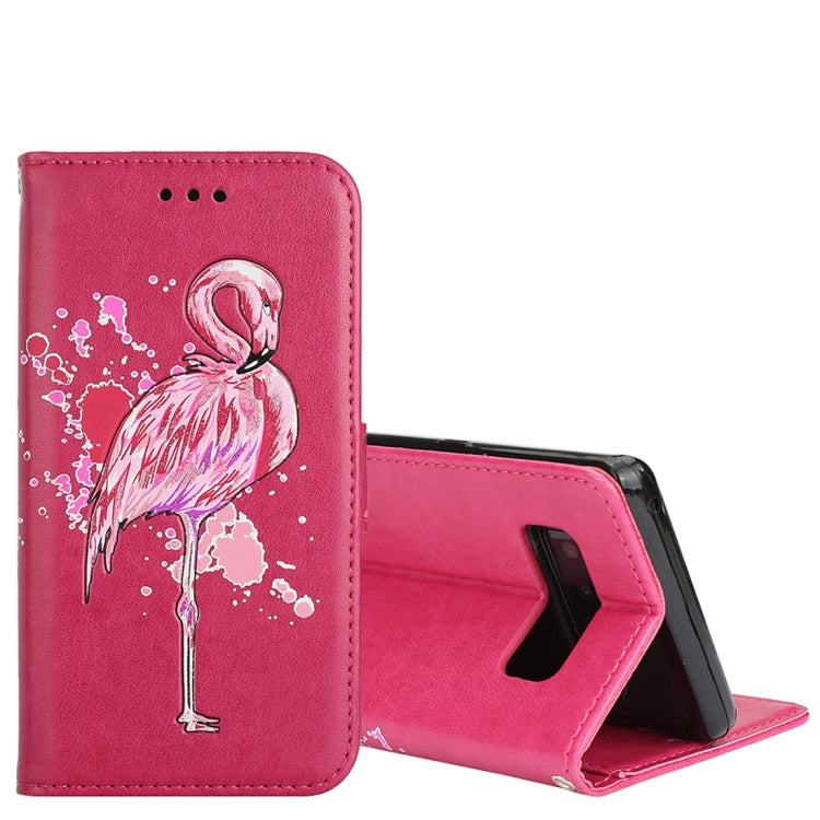 For Galaxy Note 8 Glittery Powder Flamingo Print Horizontal Flip Leather Case with Holder & Wallet & Card Slots & Photo Frame